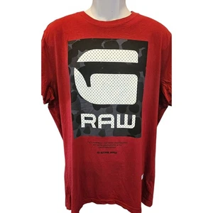 G STAR Raw Gr. XL Neu ohne Etikett Herren Freizeit Comfort Spell Out T Shirt Rot Schwarz - Bild 1 von 8
