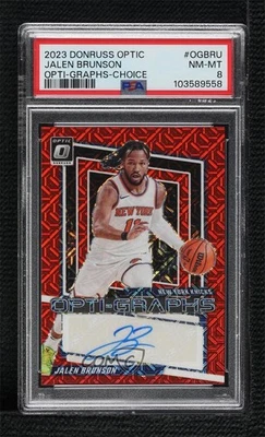 2023-24 Panini Donruss Optic Opti-Graphs Choice Prizm Jalen Brunson PSA 8 Auto - Image 1 of 3