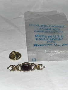 Genuine Garnet 1.5 Carat With Austrian Crystal Pin - Picture 1 of 6