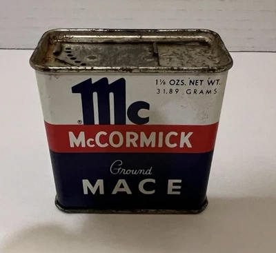 VINTAGE McCormick -Ground Mace Spice Tin Good Condition Red, White and Blue Pkg - Image 1 of 4
