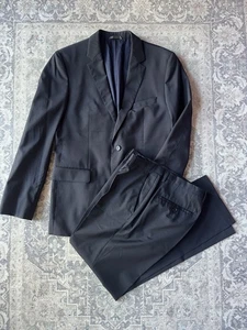 Boss Hugo Boss Suit 42R Trousers W32 L31 Navy Blue Tailored - Picture 1 of 18