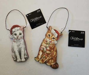 2 The Christmas Shoppe Holz Katze Weihnachtsschmuck von Kathy, Neu - Bild 1 von 11