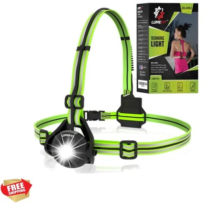 Luzes de corrida para corredores com colete reflexivo amarelo, feixe ajustável noturno... - Imagem 1 de 4