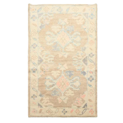 LoomBloom 3x5 Hand Knotted Wool Tan Oushak Transitional Rug - Image 1 of 4