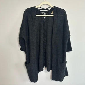 NWT Democracy Lace Up Back Open Front Knit Cardigan Sweater Women’s Size Large - Picture 1 of 7