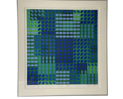 Victor Vasarely " Tavoll positiv " 1970 Siebdruck Autogramm - Bild 1 von 4