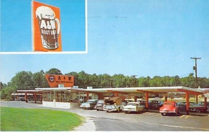 1962 A&W Rootbeer Drive In Restaurant Oldtimer Autos NC ?? city ?? #2 AK N56 - Bild 1 von 2