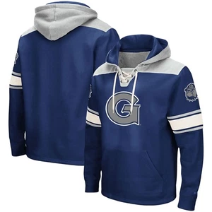 Men's Colosseum Navy Georgetown Hoyas 2.0 Lace-Up Pullover Hoodie - Picture 1 of 3