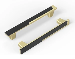 Haliwu 16 Pack Black and Gold Cabinet Pulls 5 inch Center Handles Drawer Furnitu - Picture 1 of 4