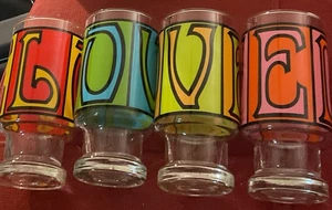 Four (4) Love Anchor Hocking Glasses Vintage From The 70’s MCM - Picture 1 of 3