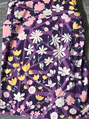 LuLaRoe TC Yellow Purple Pink White Floral Leggings Tall & Curvy New Unicorn! - Image 1 of 4