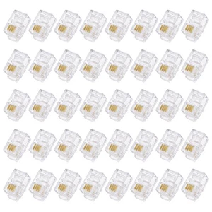 Telephone Modular Plug Male RJ9/RJ10/RJ22 Connectors, Copper Core 4P4C 40pcs - Afbeelding 1 van 5