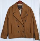 J. CREW Brown Melton Wool Blend Pea Coat Women's 8 Medium Jacket Buttons