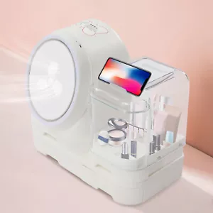 Cosmetic Makeup Box Organizer Storage Case 360?? Rotation Mirror+LED Light - Picture 1 of 12