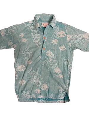 Camisa Hawaiana Vintage Años 80 Surf Line Floral Azul Claro Talla Pequeña Foto 1 de 4