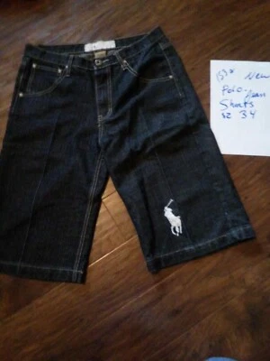 NUEVO DE COLECCIÓN Hombre Polo Vaqueros Denim Pantalones Cortos Talla 34 Con Blanco Polo Logo Pony EXCELENTE Foto 1 de 4