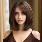 Short Dark Brown Wig For Women Synthetic Brunette Wig For Daily Use
