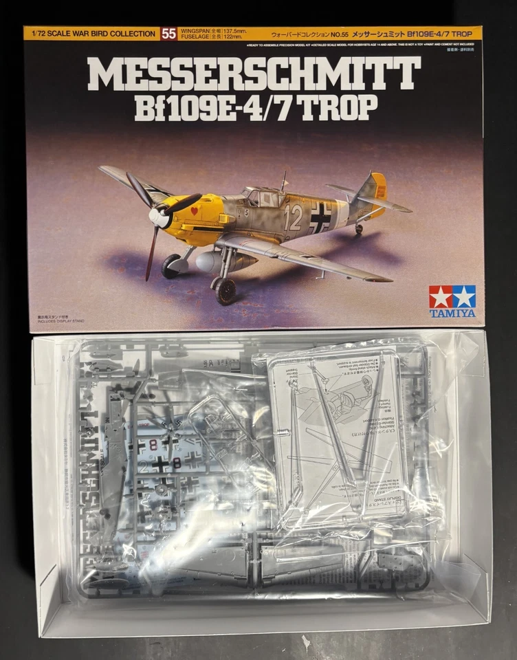 TAMIYA 60755 - MESSERSCHMITT Bf109E-4/7 TROP - 1/72 PLASTIC KIT - Immagine 1 di 1