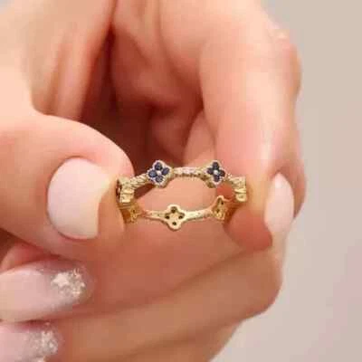 Alianza de boda de eternidad anillo redondo de 1 quilate creado en laboratorio chapado en oro amarillo de 14 k Foto 1 de 4