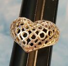 Vintage Silver Fashion Ring, Size 6.5, Domed Heart, Romantic Open-wrought Ring
