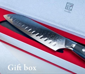 ISSIKI 017 Damascus Kitchen Santoku knife 7in Made in Japan Stainless VG10 170mm - Picture 1 of 12