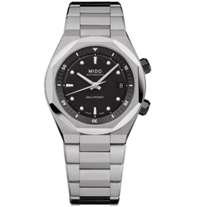 Mido Multifort 8 Two Crowns 40mm Black Dial Steel Men's Watch M0475071105100 - Picture 1 of 3