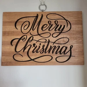 Merry Christmas, Laser Engraved Wall Hanging - Picture 1 of 7