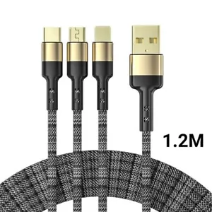 Multi Charging Cable 5A 3 in 1 Multiple USB Super Fast Long Charging Cable 3ft - Picture 1 of 8