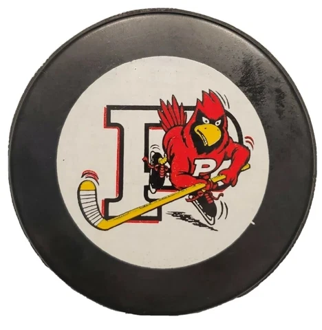 PLATTSBURGH STATE CARDINALS OFFICIAL NCAA HOCKEY PUCK LINDSAY MFG MADE IN CANADA Cover