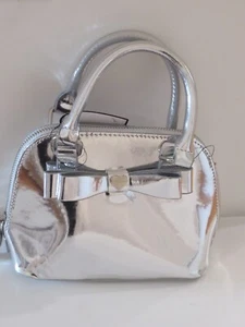 Betsey Johnson Crossbody Tote Bag w/ Bow Detachable Strap Silver - Picture 1 of 12