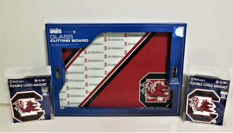 SOUTH CAROLINA , TEMPERED GLASS CUTTING BOARD & TWO (2) FLEXIBLE MAGNETS Cover