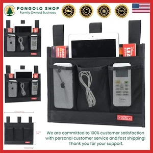 Organizador colgante de tela para mesita 4 bolsillos negro almacenamiento - Picture 1 of 9