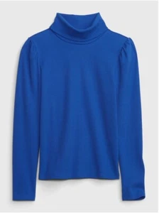 New Gap Kids Girls Blue Turtleneck T-shirt 12 Puff Sleeve Soft Knit Cotton Blend - Picture 1 of 1