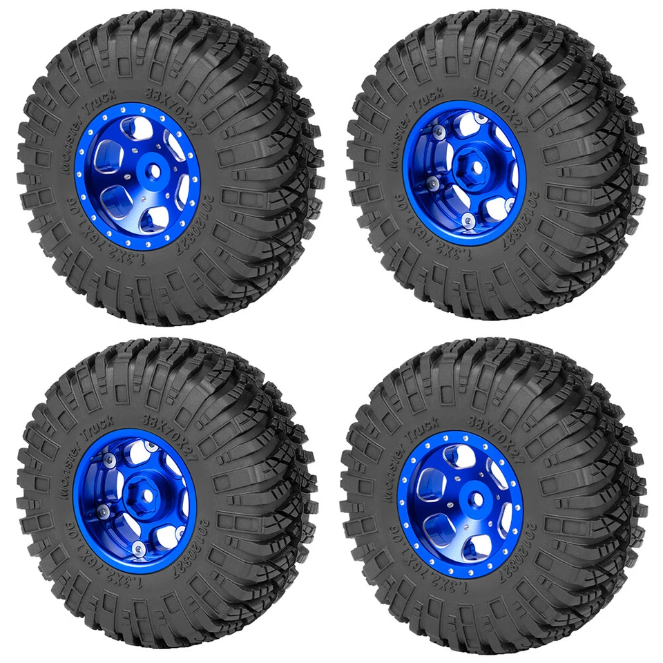 1.3" 70*27mm Aluminum Wheels w/ Tires for 1/18 1/24 RC Crawler(4) - Image 1 of 1