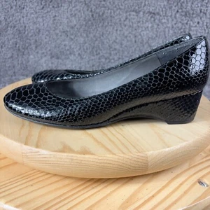 Stuart Weitzman Shoe Wedge Heel Pumps Womens Size 9 Black Leather Made in Spain - Picture 1 of 10