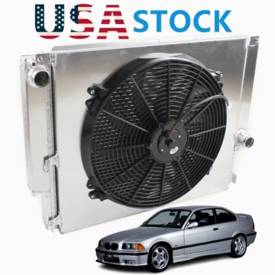APTO 1988-1999 BMW E30 E36 320i 325i 323i 328i MT 1988-1999 radiador de aluminio + cubierta + ventilador de 16" Foto 1 de 4