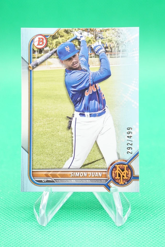2022 Bowman Draft Base Sky Blue SP /499 #BD-52 Simon Juan New York Mets LPN - Image 1 of 2