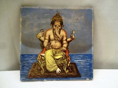 Azulejo antiguo Art Nouveau Ganesh Lord Ganpati porcelana Saji Japón impreso "517 Foto 1 de 4