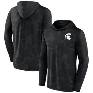 Men's Fanatics  Black Michigan State Spartans Camo Hoodie Long Sleeve T-Shirt - Picture 1 of 3