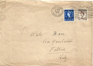 Tangier 1958 1d + 5d Cover with Tangier Overprints from Hounslow to Italy - Picture 1 of 2