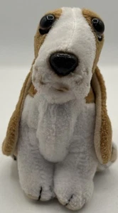 Vintage HUSH PUPPIES Plush BASSETT HOUND DOG Brown White 5inches - Picture 1 of 6