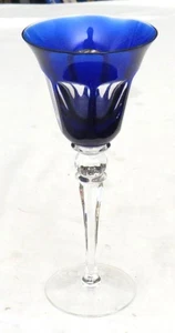 Verre cristal lambrissé facetté bleu cobalt Nachtmann Tosca taillé à effacer - Photo 1/6