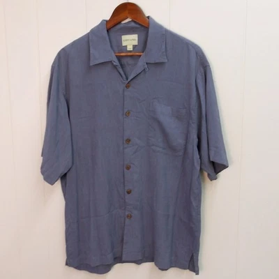Joseph &Feiss Blue Textured 100% Silk Button-Down Shirt Casual Wear Sz L / #9085 - Image 1 of 4