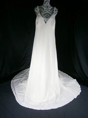 Melissa Sweet Reverie Beach Wedding Dress 16-20 Ivory Silk Sea Shells Crystals - Image 1 of 4