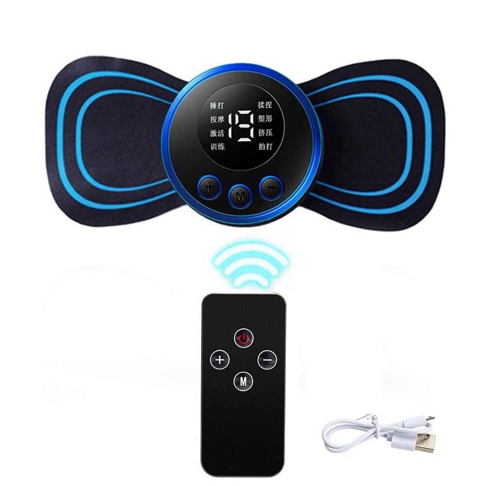 Electric Massager Muscle Simulator Neck Back 8 Patch Massage Remote Control LCD