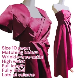 1x worn UK 10 wedding outfit bridesmaids dress/evening gown with matching Bolero - Picture 1 of 24