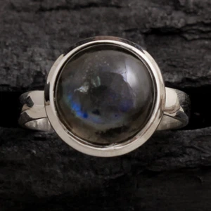 Labradorite Gemstone Fine HANDMADE Jewelry 925 Solid Sterling Silver Ring Size 9 - Picture 1 of 2