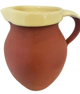C H Branham Ltd Royal Barum Ware Red Clay Water Pitcher Yellow Rim Marked Antiqu - Picture 1 of 10