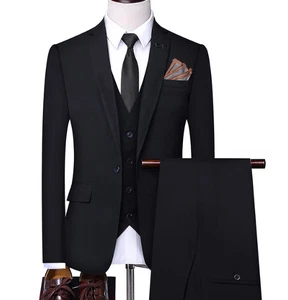 Para Hombres 3 PIEZAS Traje Informal Hermosa Chaqueta Pantalones Rectos Boda Novio Vestido Juvenil - Imagen 1 de 11