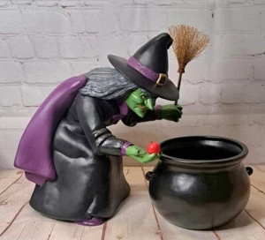 Böse Hexe schwarz/lila Keramik Figur Halloween Dekor 1992 selten Vintage! - Bild 1 von 6